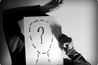 drawing of face with question mark